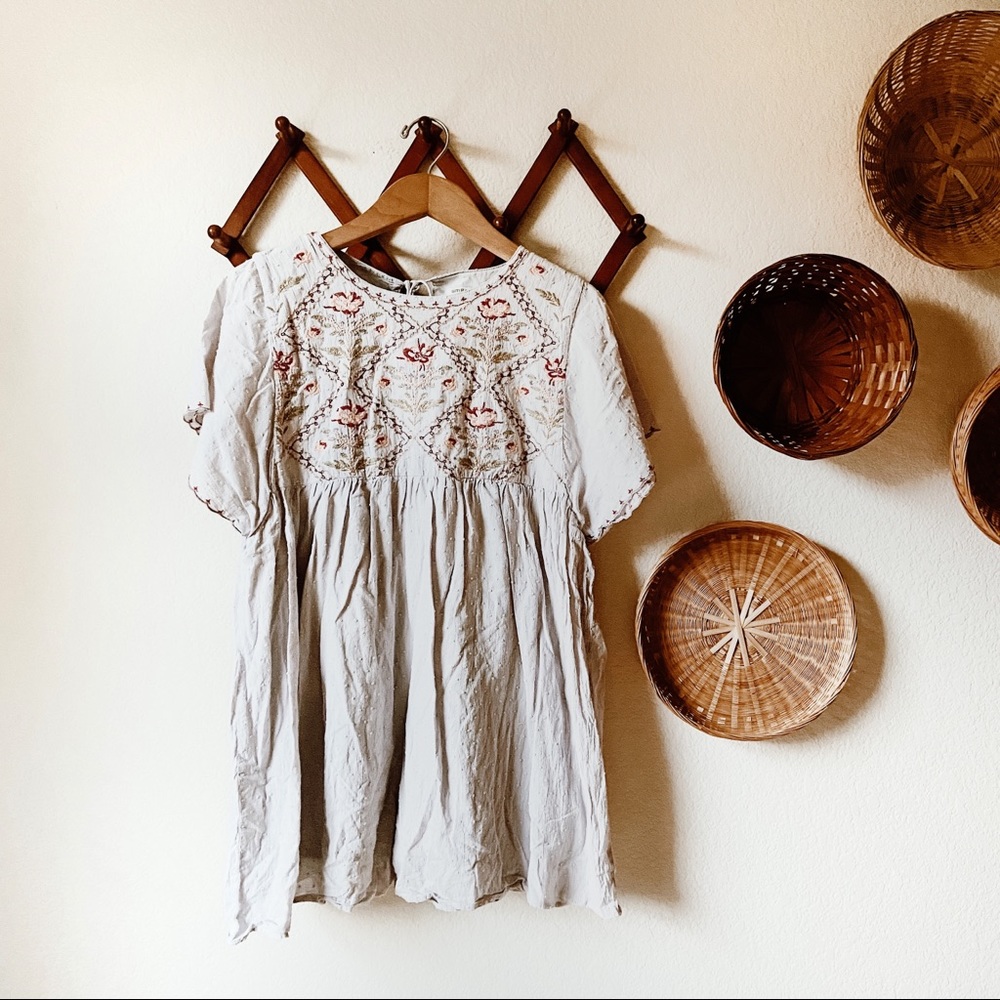 Embroidered Cream Women's Tunic Top